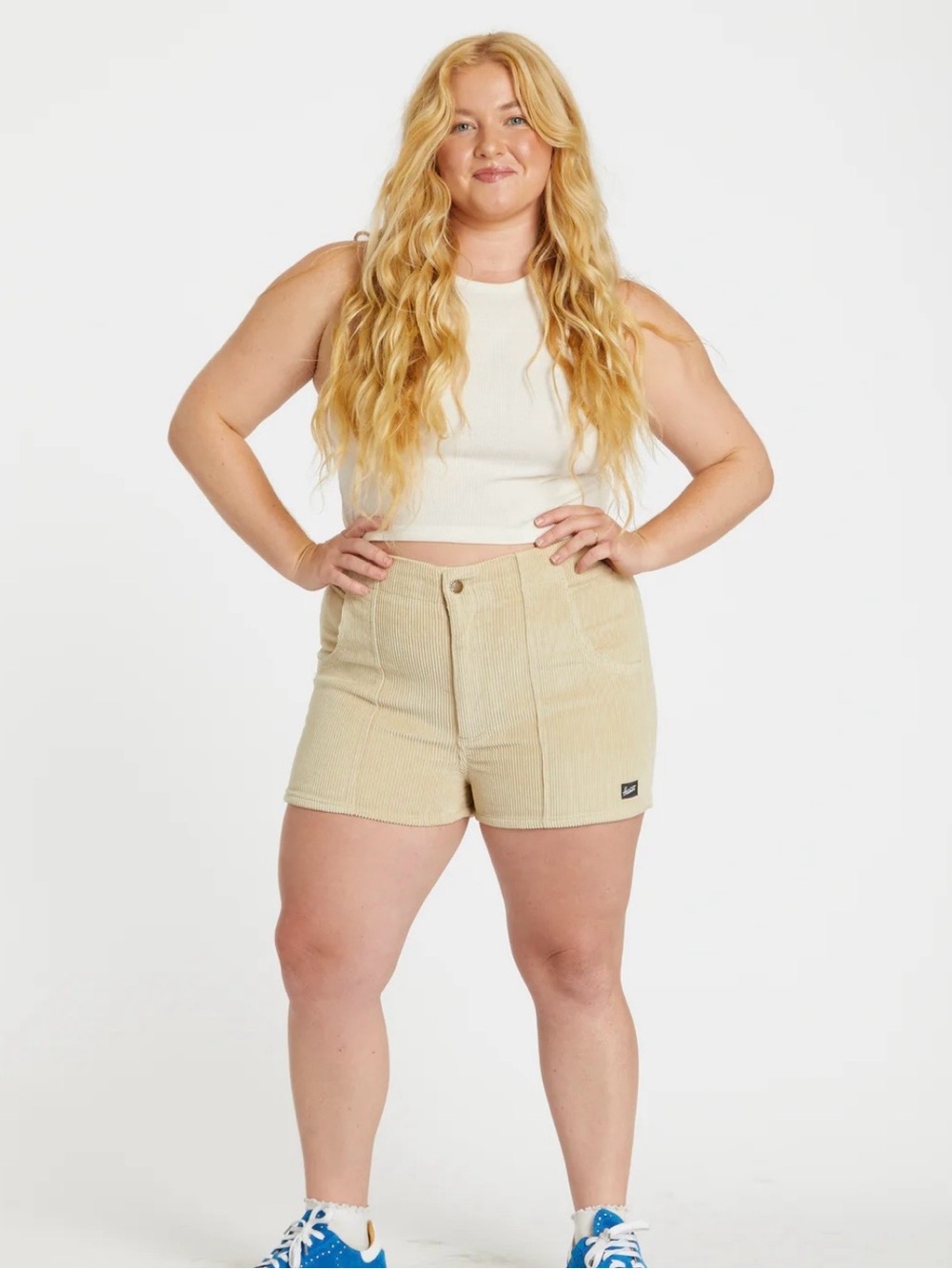 Hammies Beige Corduroy High Waist Shorts Size 34 NWT